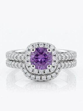 Purple Amethyst ring set, 925 Sterling Silver  Charmed Aroma Feb Birthstone